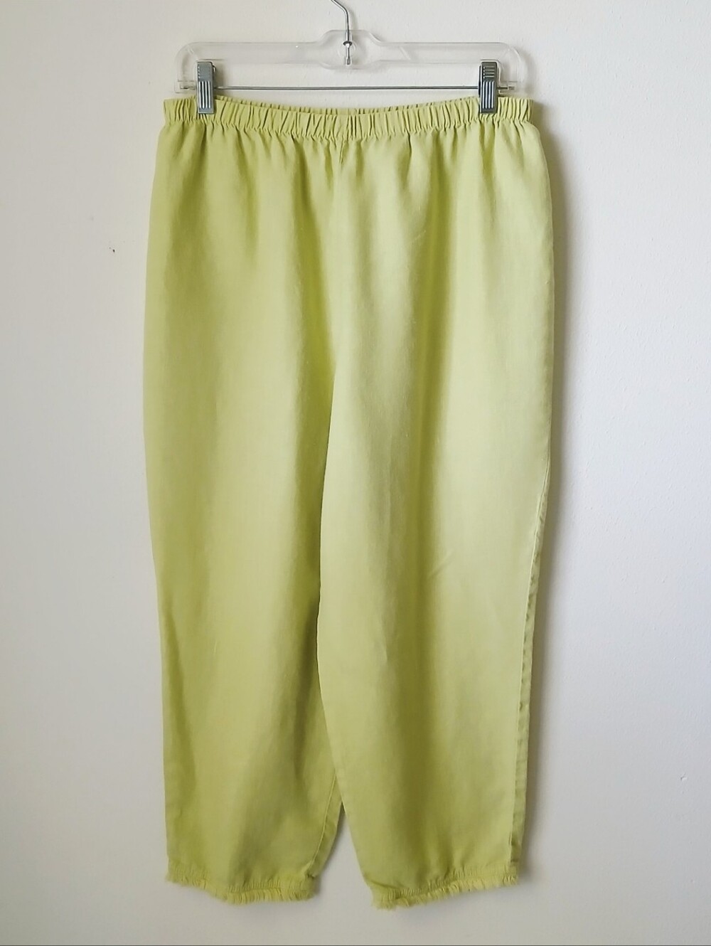 Russ Beren Linen Pull On Pants Size Medium Lagenlook Fray Hem